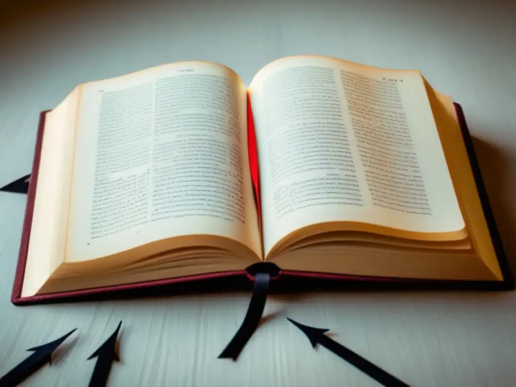 Libro abierto con poesía escrita a mano en español destacando 'anáforas y epíforas', rodeado de ilustraciones y fondo vintage