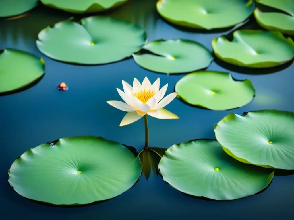 Un loto blanco flotando en un estanque tranquilo, influencia poetas simbolistas literatura moderna