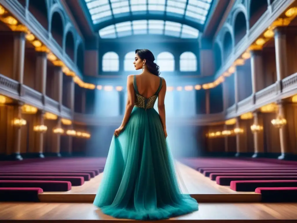 Una majestuosa fusión de arquitectura épica y lírica en poesía, iluminada con suave luz etérea