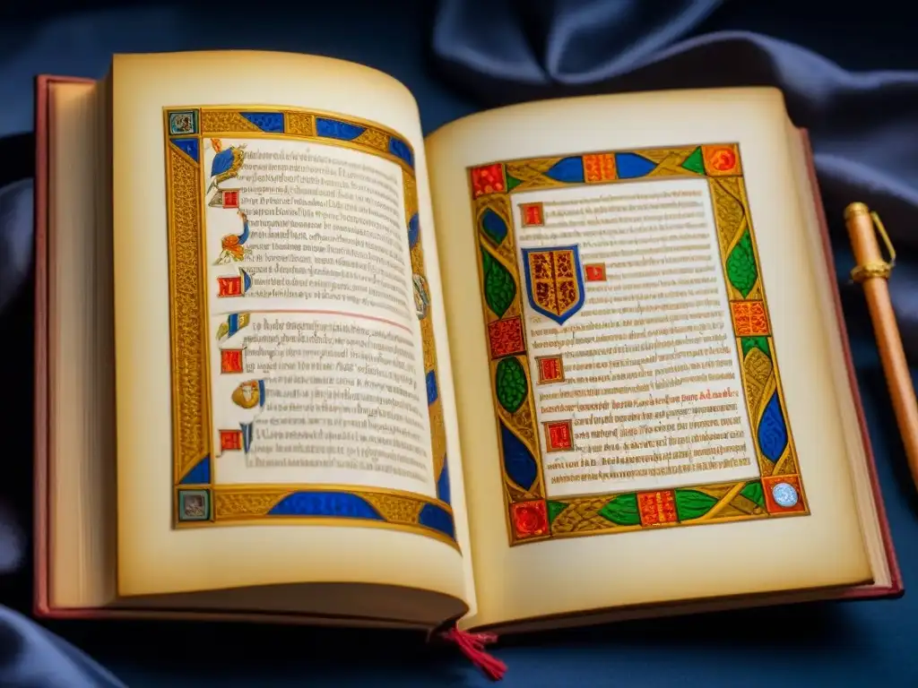 Manuscrito iluminado del Rey Enrique VIII: esplendor cortesano Un manuscrito iluminado de la corte de Enrique VIII, con poesía, colores vibrantes e ilustraciones detalladas