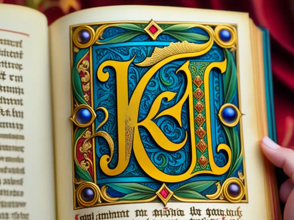 Manuscrito iluminado: detallada obra maestra medieval Un manuscrito iluminado medieval de poesía con colores vibrantes, caligrafía intrincada y motivos florales delicados en los bordes