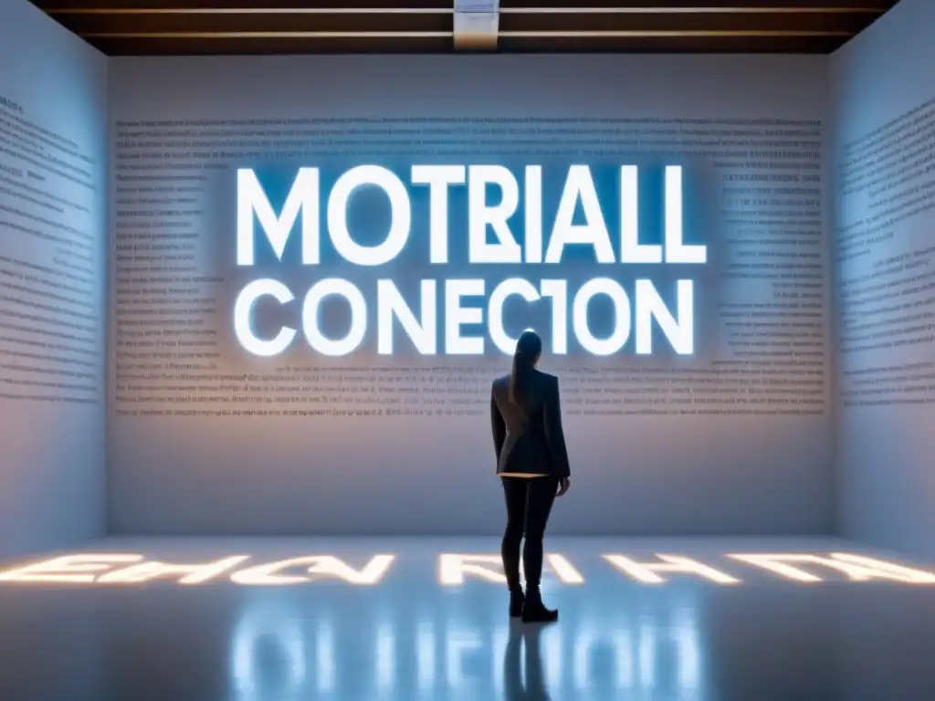 En medio de una habitación blanca, figuras de poesía concreta crean un impacto emocional único en el observador