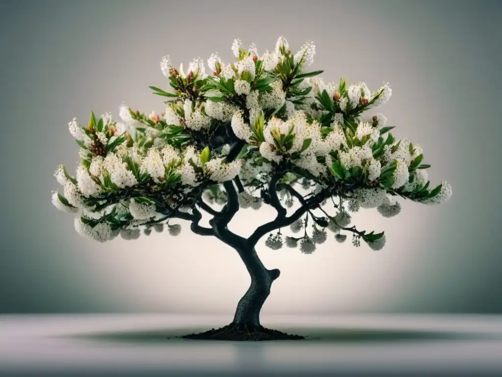 Ilustración minimalista en blanco y negro de un almendro en flor, simbolismo en poemas de Federico García Lorca