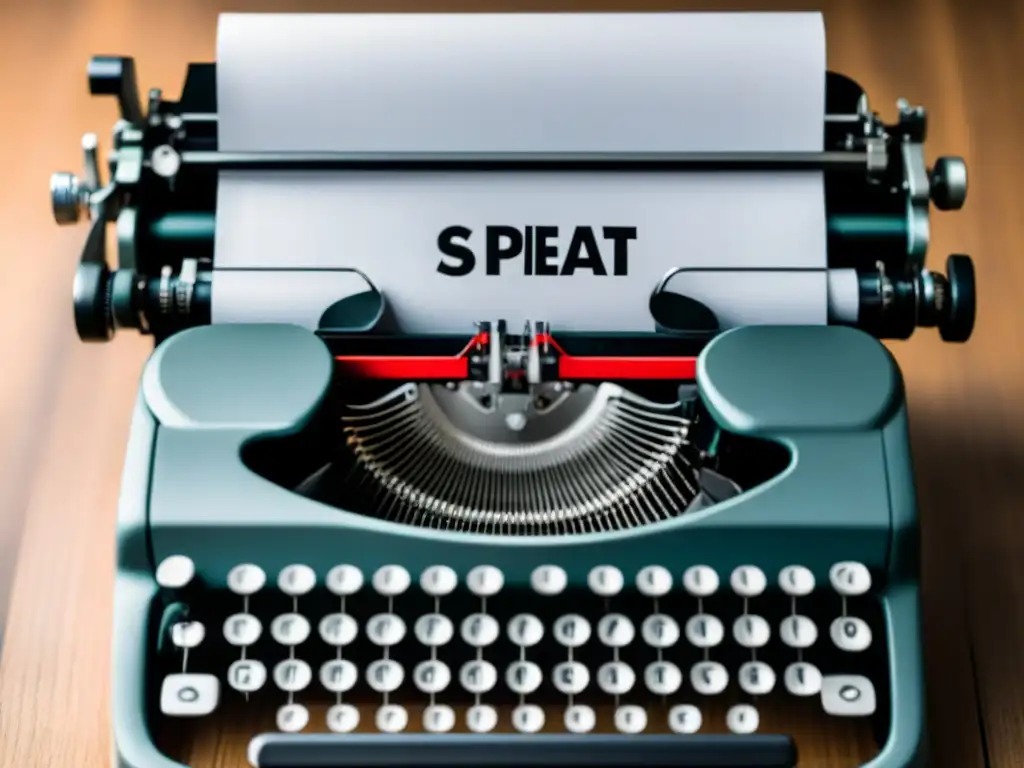 Ilustración minimalista en blanco y negro de una máquina de escribir con 'Espíritu Beat' escrita, en un ambiente nostálgico y centrado