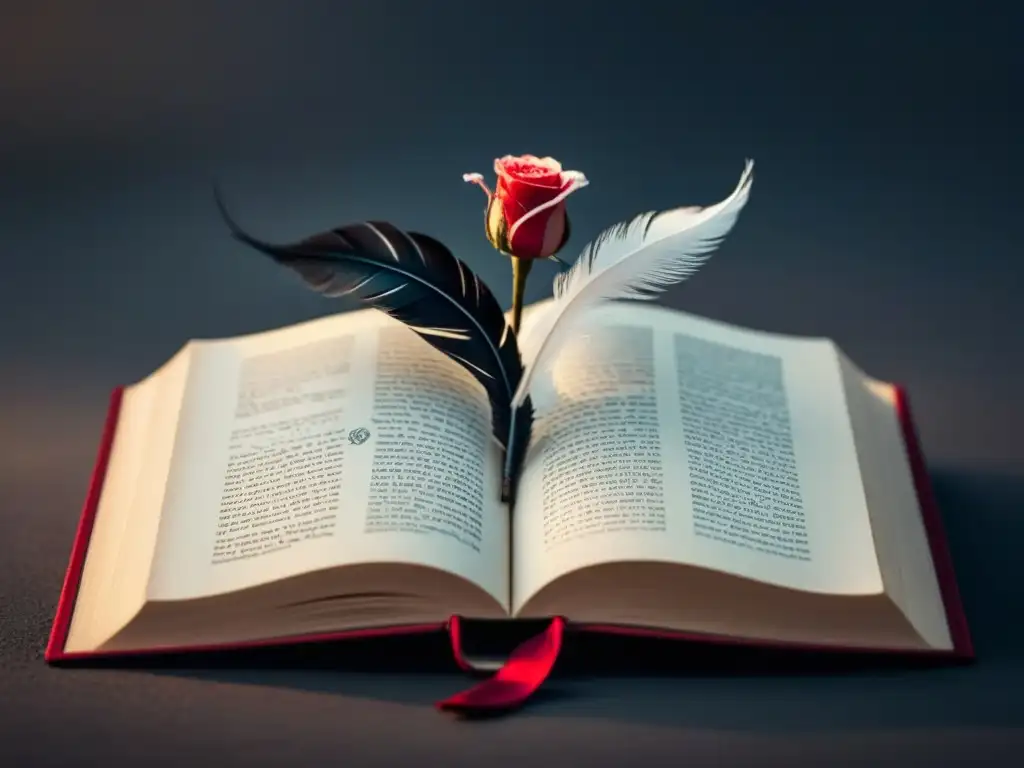 Ilustración minimalista en blanco y negro con símbolos filosóficos y elementos poéticos