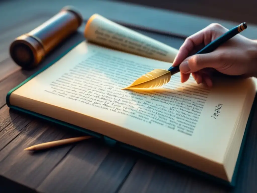 Ilustración minimalista de fusión poesía-filosofía en literatura moderna: pluma, pergamino y versos poéticos entrelazados