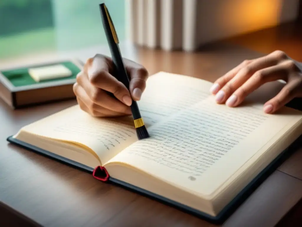 Un momento de belleza y conexión cultural, con una poesía persa traducida con delicadeza en una página en blanco