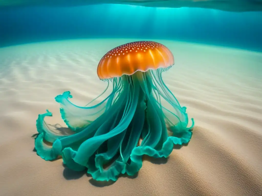 Un momento mágico en el océano: una medusa solitaria danzando en aguas cristalinas