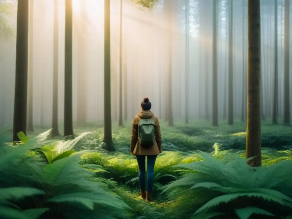 Un momento de poesía: un hombre en conexión con la naturaleza, sumergido en la transformación