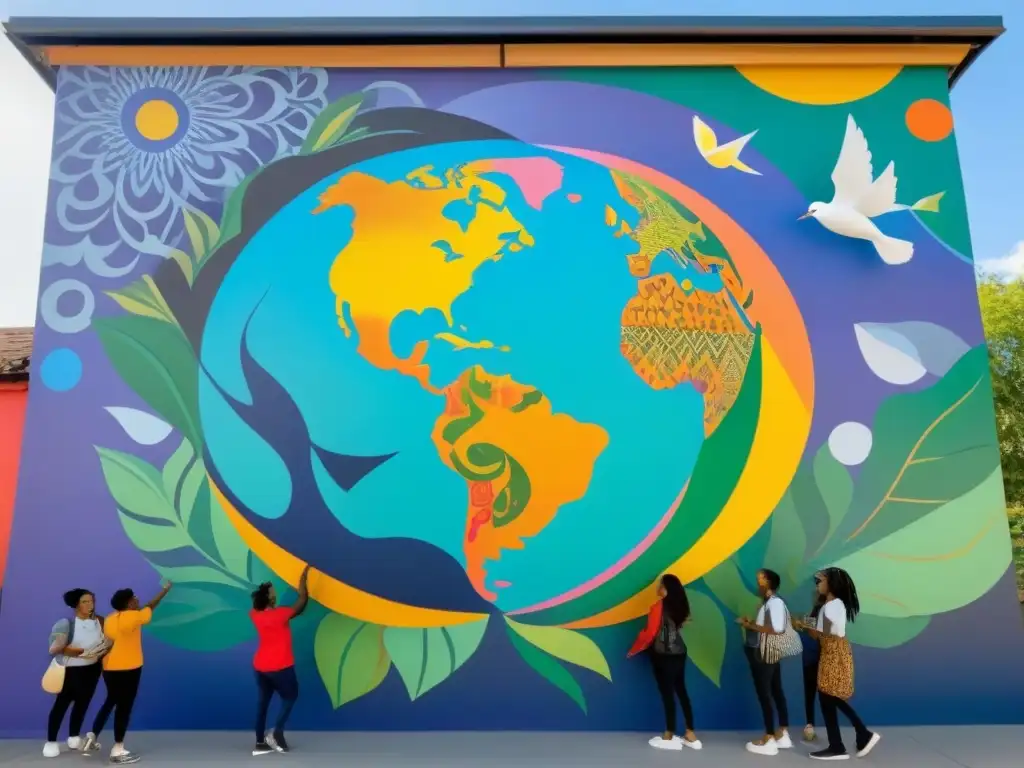 Un mural vibrante y colorido retrata diversidad y unidad en causas sociales