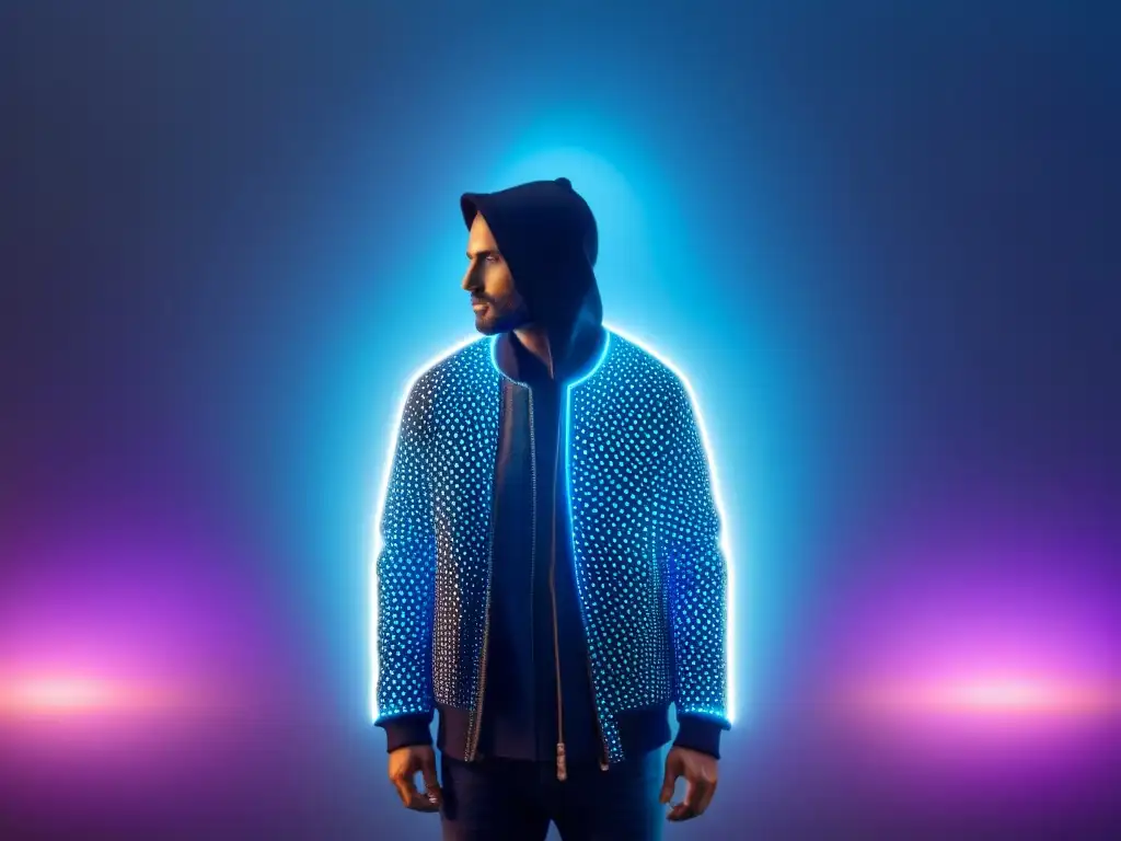 Algoritmo futurista: poesía en geometría luminosa Una obra de arte digital minimalista que fusiona tecnología y futuro de la poesía en patrones geométricos brillantes y líneas fluidas