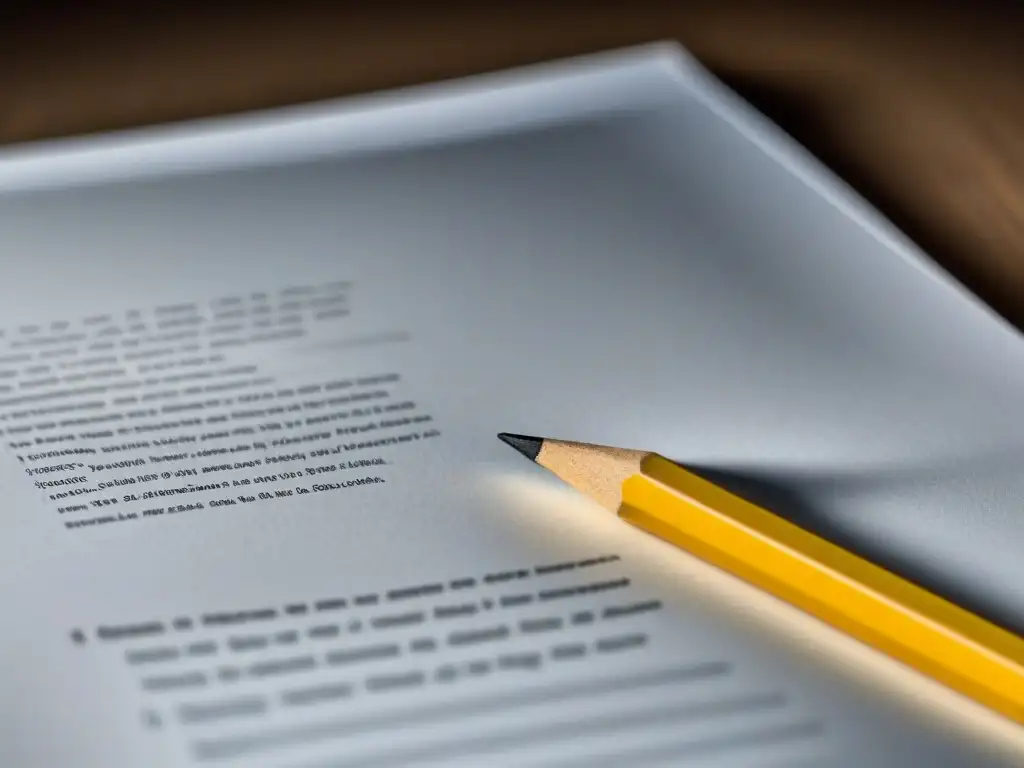 Escritura creativa: página en blanco con lápiz Una página en blanco con un lápiz, transmitiendo calma y enfoque para superar bloqueo escritor técnicas