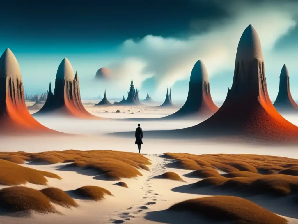 Paisaje onírico de Yves Tanguy, donde la poesía surrealista cobra vida en formas etéreas y misteriosas