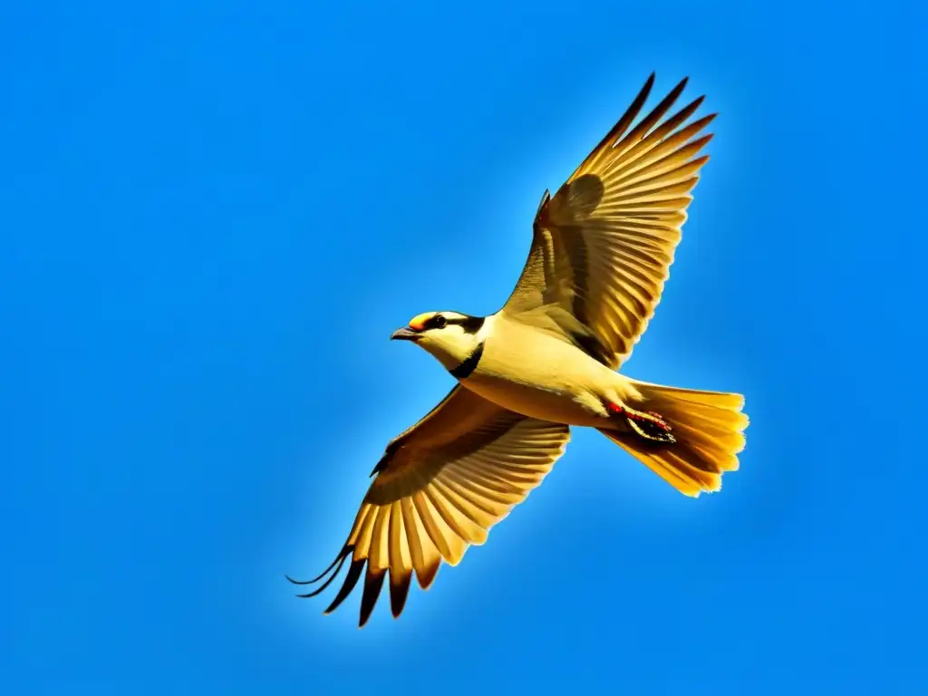 Un pájaro planea elegantemente en el cielo azul, simbolizando la transformación mediante la poesía lírica