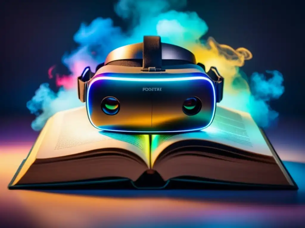 Poesía virtual: transformación de palabras en un libro iluminado por un moderno visor de realidad virtual