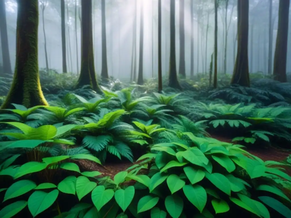 Un paraíso verde de la selva tropical, donde la luz del sol baila entre las hojas