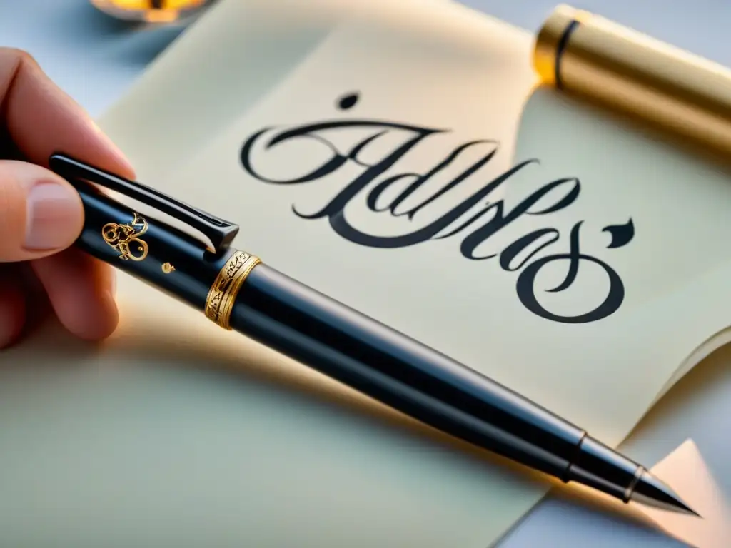 Poética caligrafía: pluma elegante trazando versos Penumbra poética: la importancia de la caligrafía poética en cada trazo delicado y preciso