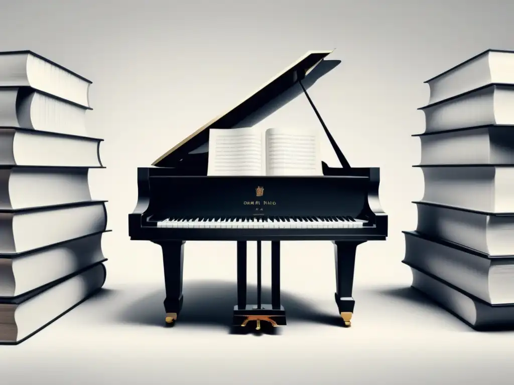 Un piano y libros de poesía fusionados crean una obra artística única donde la poesía inspira obras musicales