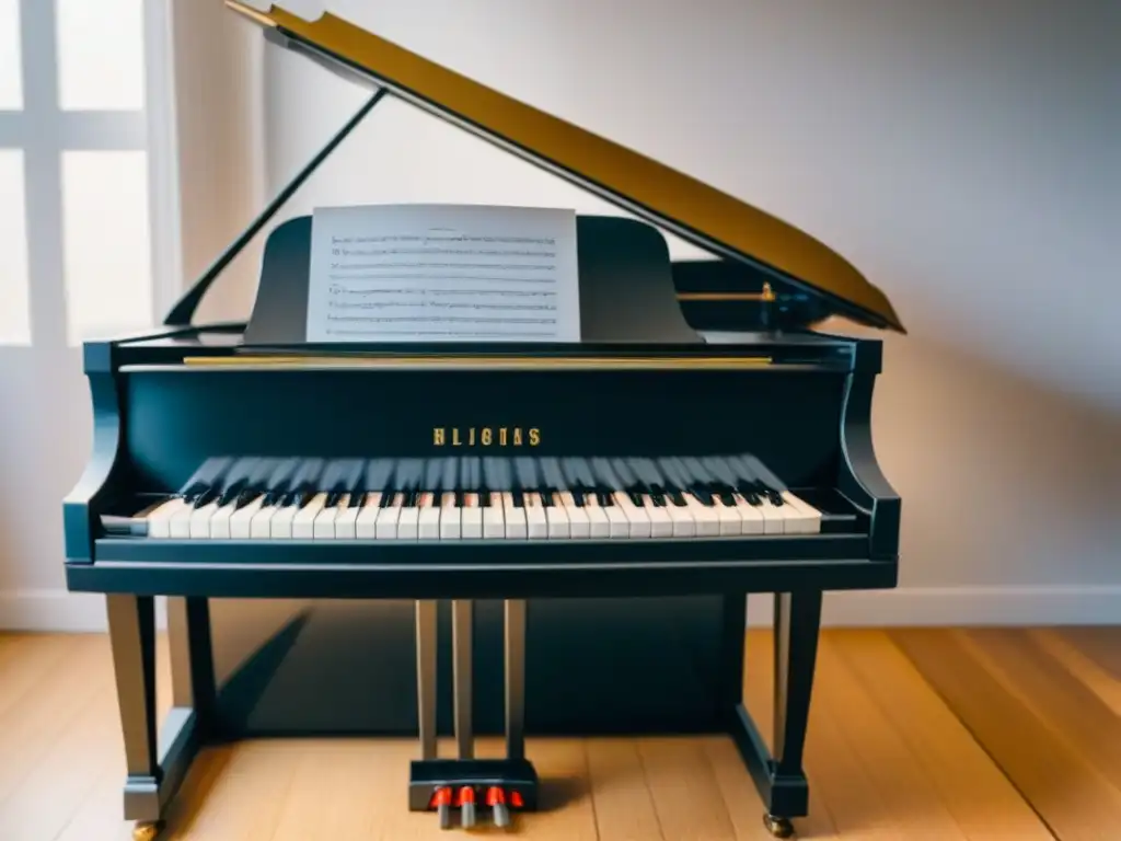 Un piano negro y una máquina de escribir vintage en armonía