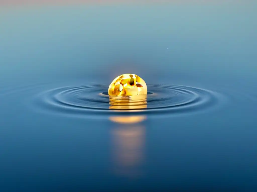 Una pluma blanca flotando en agua tranquila bajo la luz de la luna llena