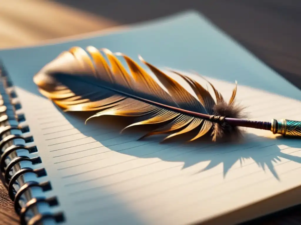 Una pluma de escritura reposa sobre un cuaderno en blanco, resaltando la importancia certificaciones escritura creativa