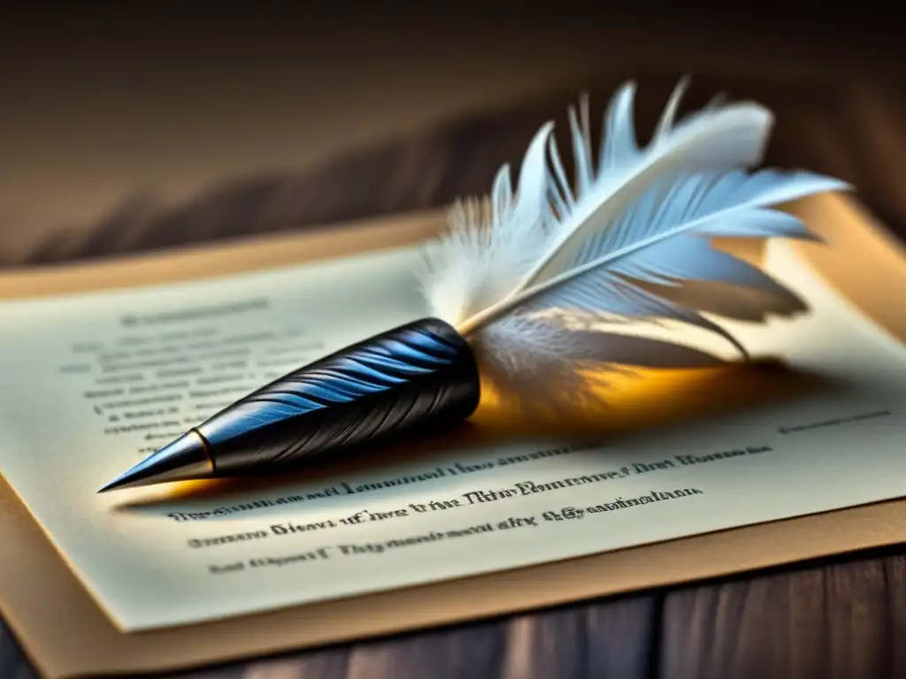 Plumilla sobre pergamino: libertad estructurada Una pluma de escritura reposa sobre un pergamino en blanco, representando la forma poética: libertad y límites