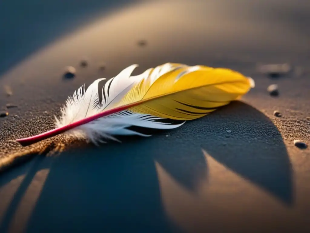 La pluma flota en el aire con luz natural, simbolizando el poder transformador de las palabras en verso libre