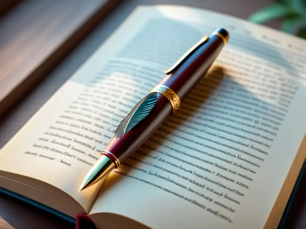 Pluma y libro con símbolos culturales, representando la importancia de la herencia cultural en la poesía