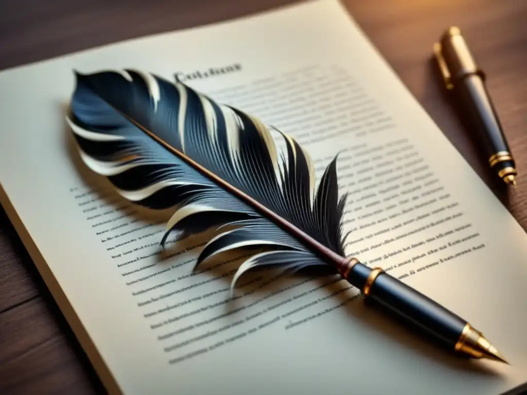 Pluma creando versos poéticos, simbolizando el desarrollo de la voz única de cada estudiante en poesía