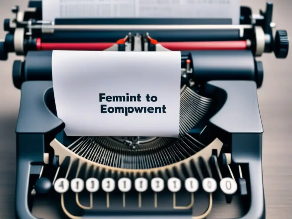 Poema feminista impactante en máquina de escribir, destacando empoderamiento
