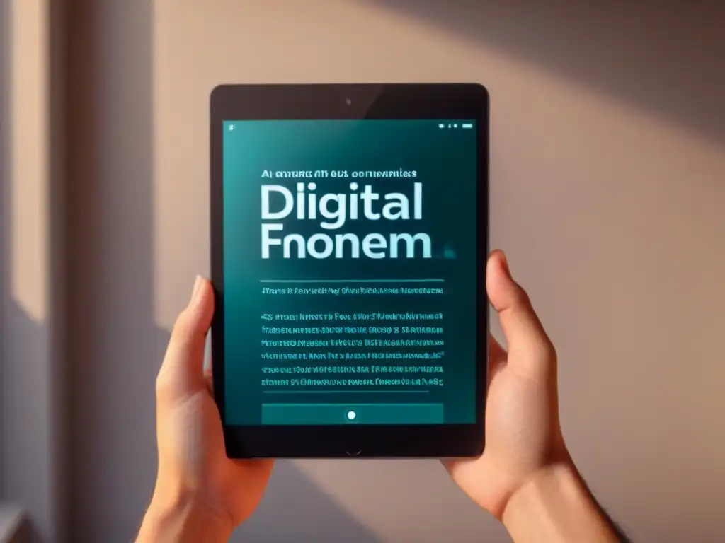 Publicar poesía en formatos digitales: Una elegante obra digital con una poesía visualmente cautivadora en una tablet moderna