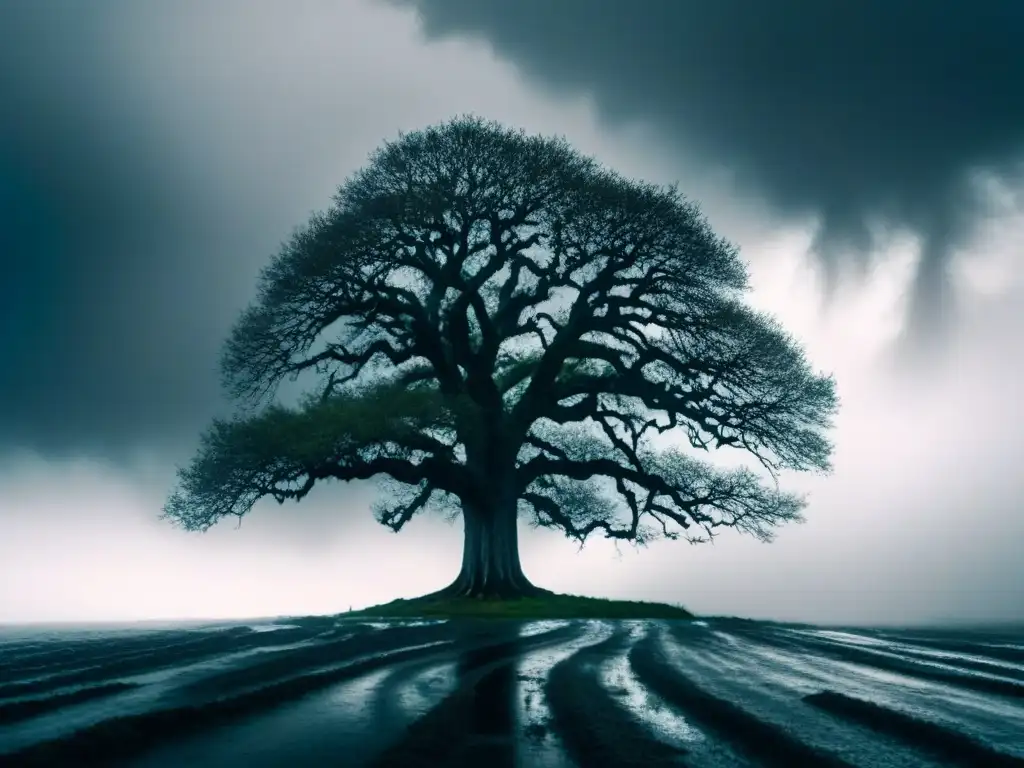 Poesía como refugio en guerra: Un roble solitario desafiando la tormenta con su fuerza y resistencia