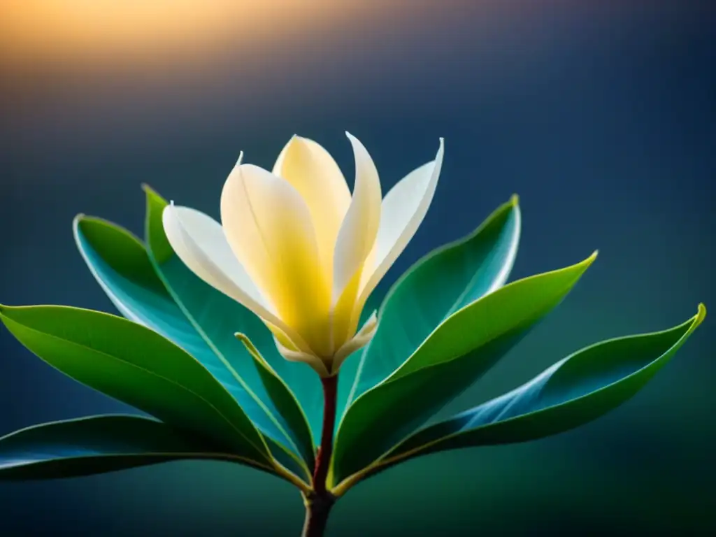 Textura hipnótica: Detalle de pétalo de magnolia Una poesía visual como experiencia sensorial: Detalle de una pétalo de magnolia traslúcido con intrincadas venas y juego de luz