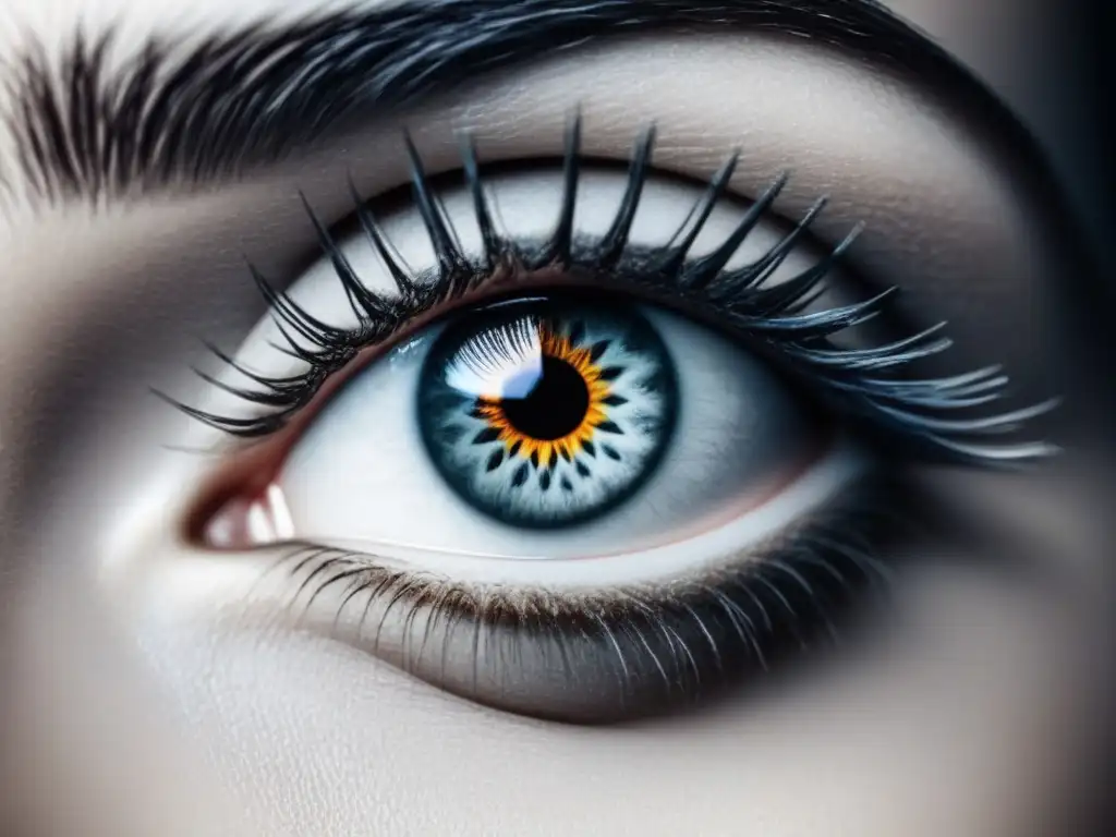 Visión geométrica: ojo minimalista en blanco y negro Una poesía visual transforma percepción en realidad: ojo geométrico en blanco y negro