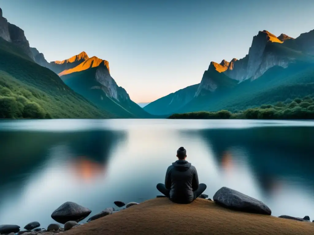 Reflexión poética del ser en la soledad del lago bajo un cielo estrellado