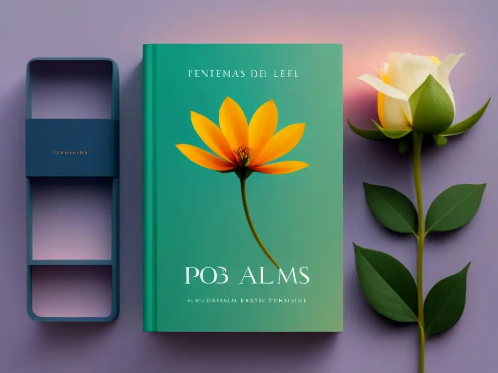 Portada minimalista para 'Poemas del Alma' con elegante tipografía y sutil ilustración floral en colores pastel