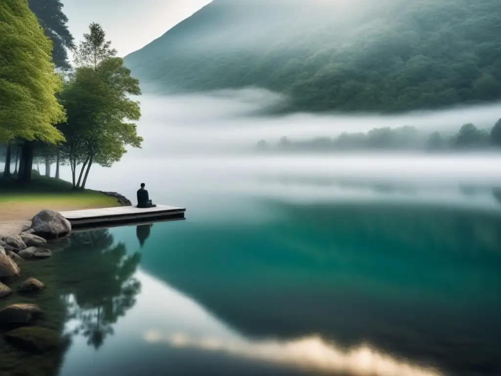 Reflejo de introspección y autodescubrimiento en poesía, junto al lago tranquilo