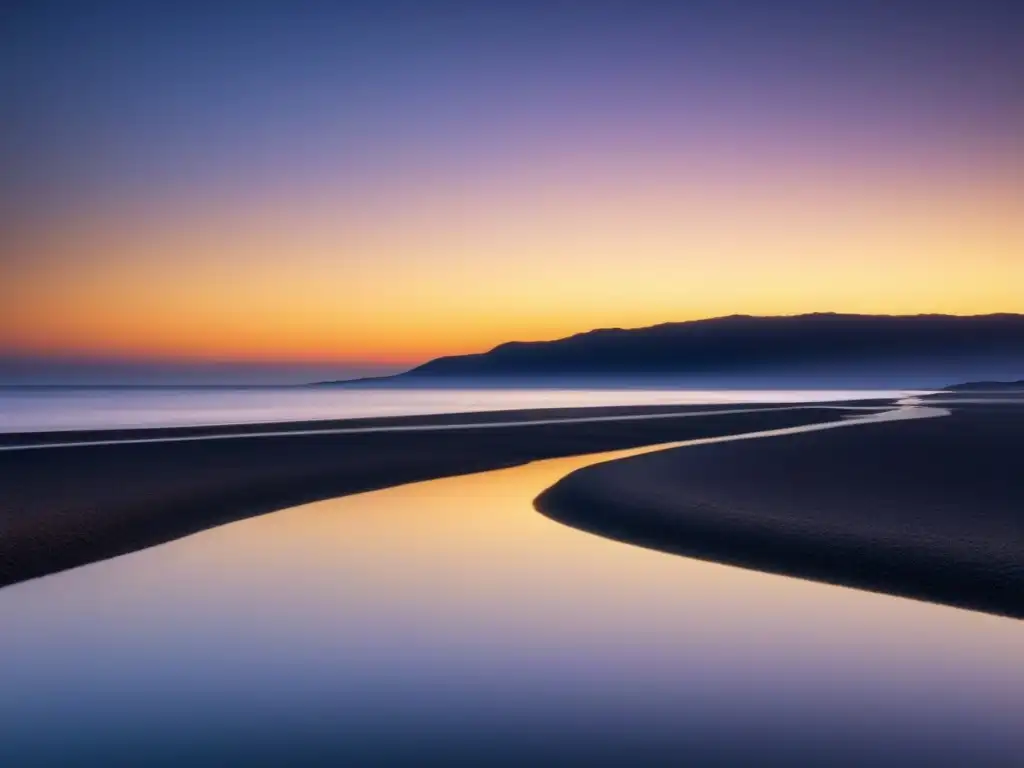 Reflejo sereno del mar al atardecer en un espejo, evocando autoconocimiento y transformación poética