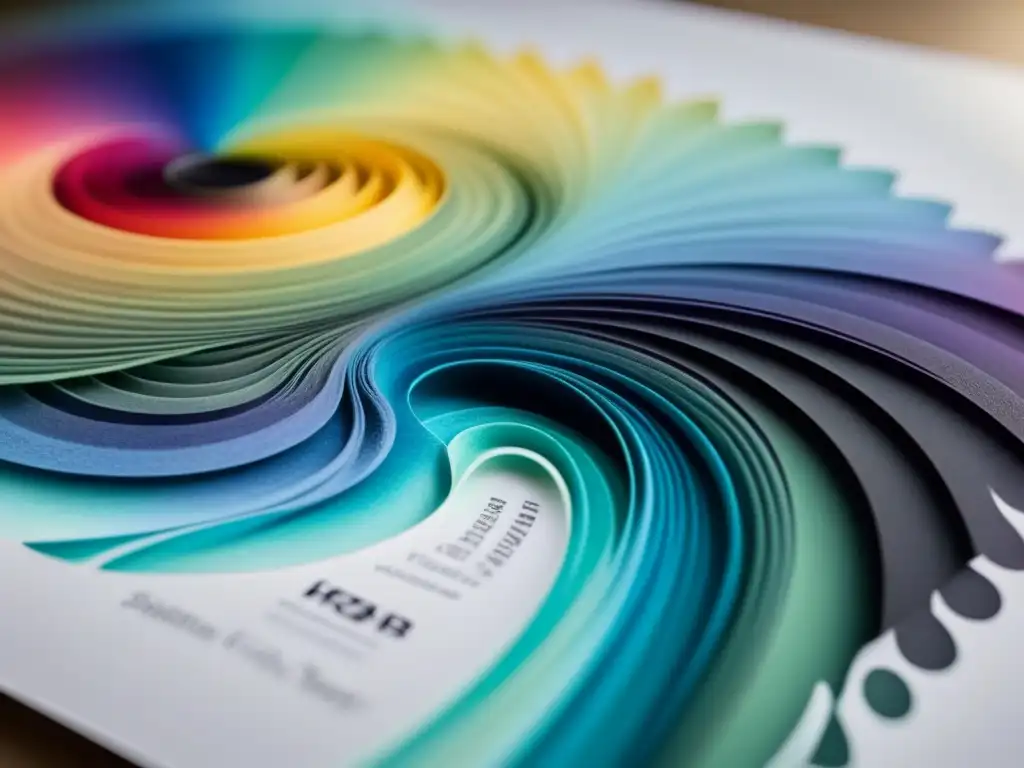 Arte poético: espectro de tintas vibrantes en papel texturizado Un remolino de colores de tintas que se entrelazan en papel texturizado, evocando la transformación de versos con tintas