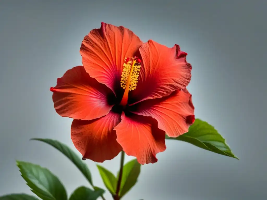 Renacimiento poético en poesía africana: Hibisco rojo vibrante en fondo blanco, detallado y delicado