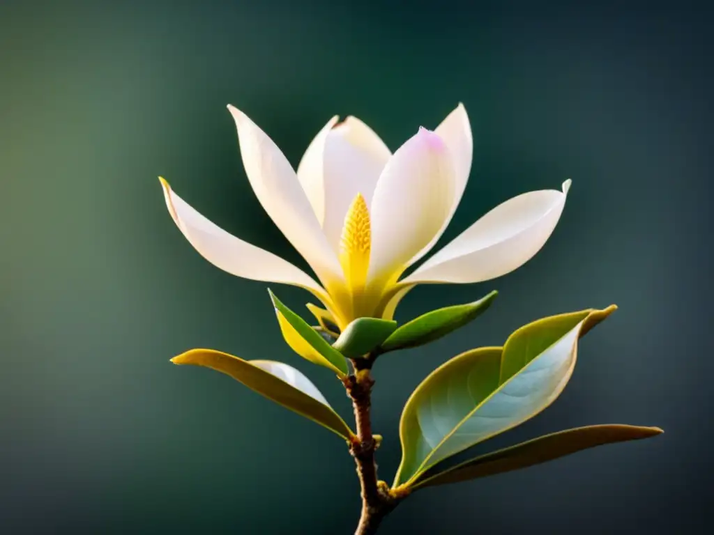 Resonancia poética: magnolia en flor en blanco y negro, detalle y simplicidad transformadora