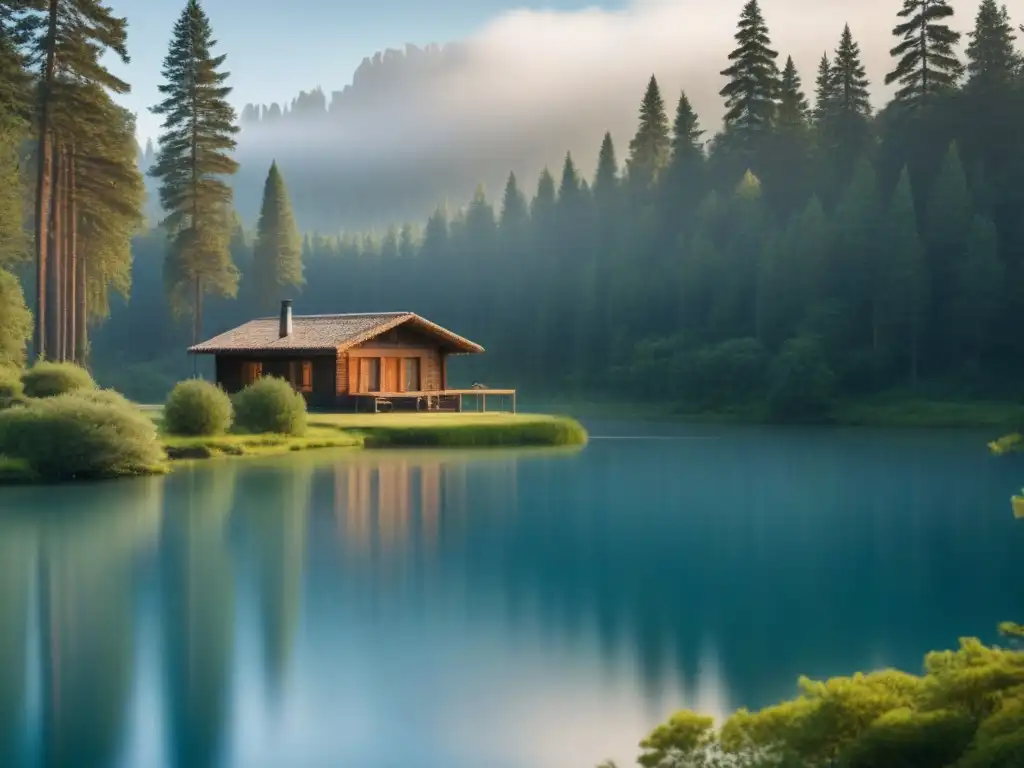 Retiro Poético: Cabaña en el bosque junto al lago Retiro poético en cabaña junto al lago, rodeada de pinos y tranquilo ambiente