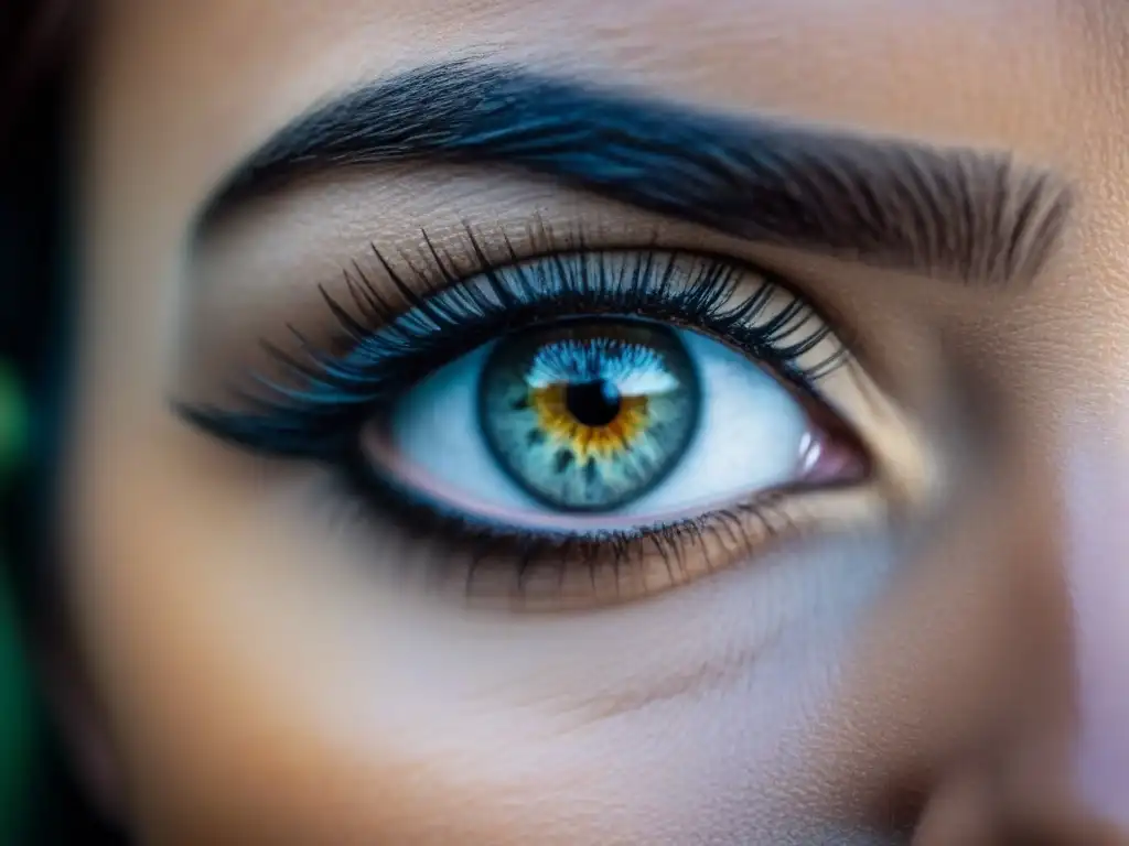 Un retrato poético en blanco y negro de unos ojos expresivos, capturando esencias con una mirada profunda y poderosa