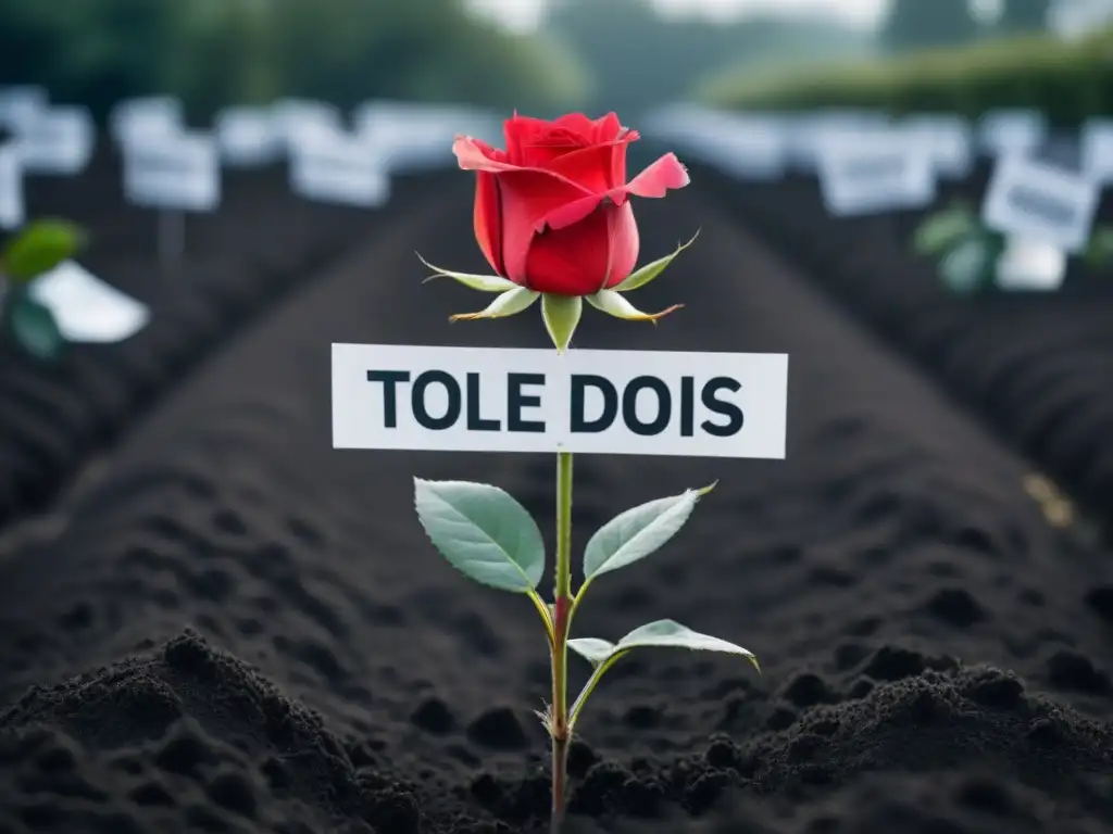 Una rosa roja en un mar de carteles políticos en blanco y negro, simbolizando la poesía política transformadora perspectivas