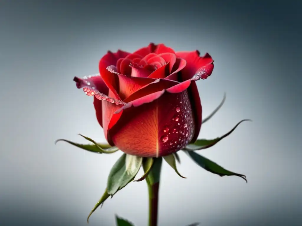 Rosa roja: belleza detallada en fondo blanco Una rosa roja en plena floración sobre fondo blanco, muestra cada pétalo con detalle, integrando poesía lírica en tus planes de estudio