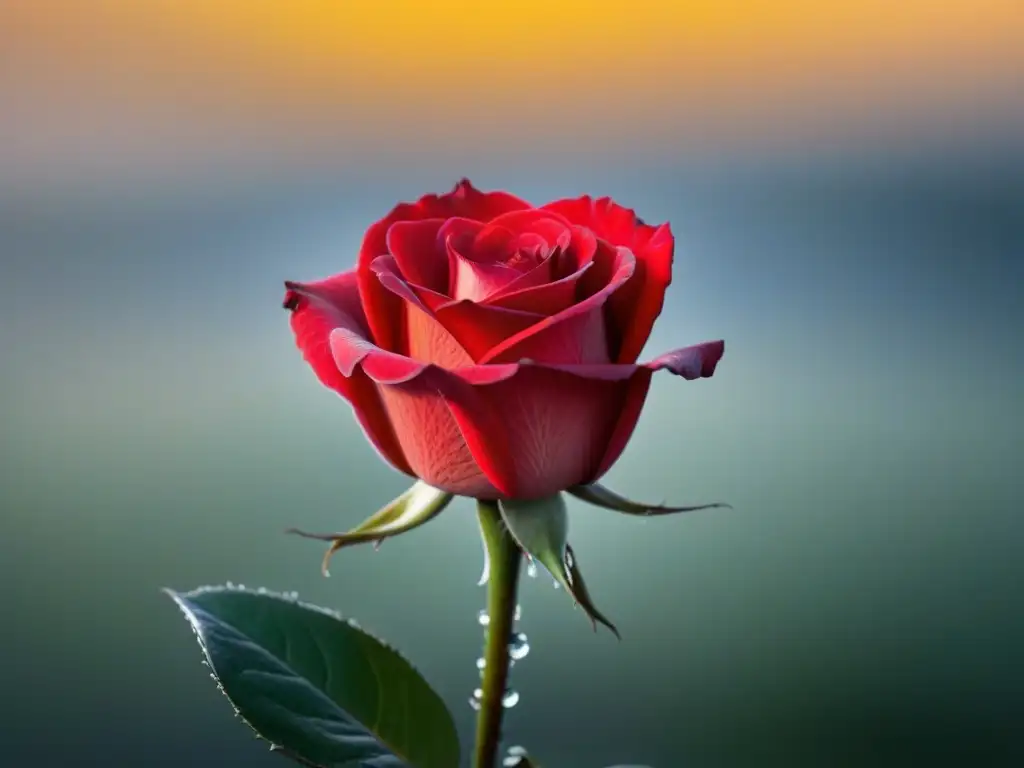 Una rosa roja en plenitud, destacando en un fondo blanco