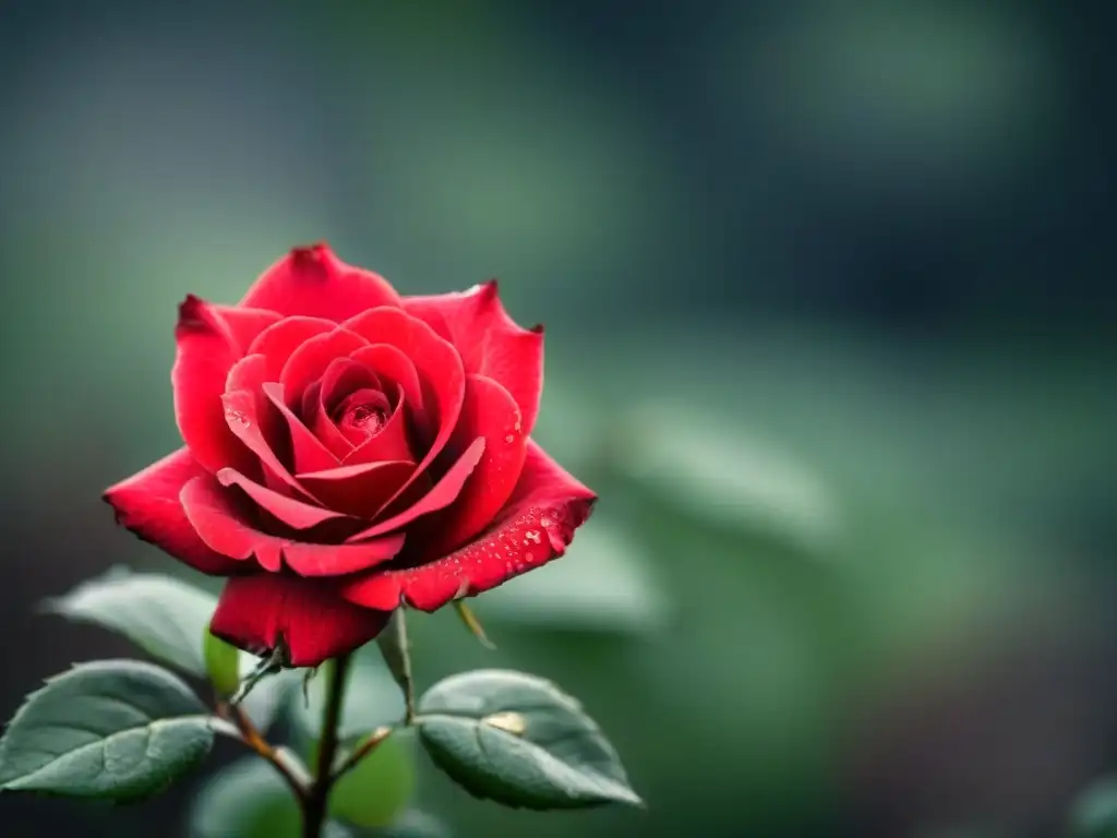 Una rosa roja solitaria deslumbrando en un fondo blanco, reflejando la poesía transformadora en cada pétalo