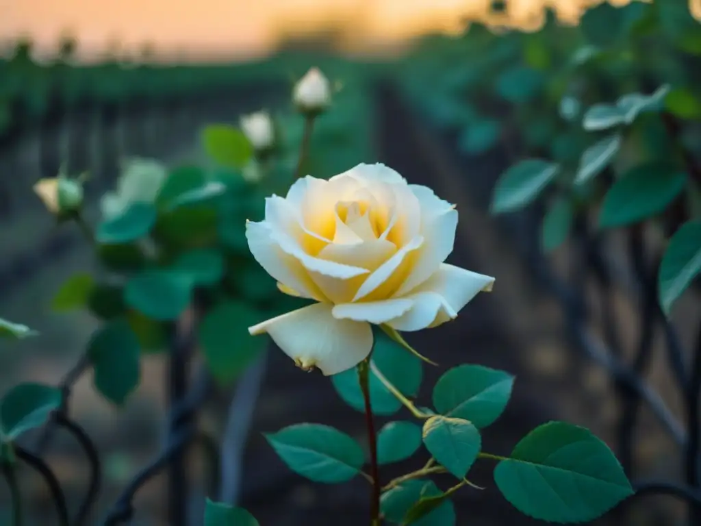 Una rosa blanca florece entre enredaderas, poesía como consuelo en conflicto