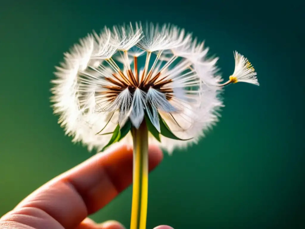 Semilla de diente de león llevada por la brisa, poesía sobre momentos efímeros