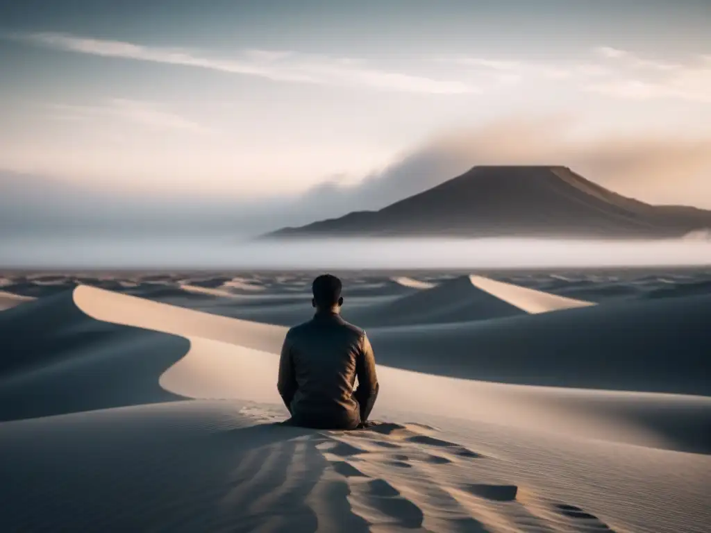 Un ser en desierto contempla en silencio